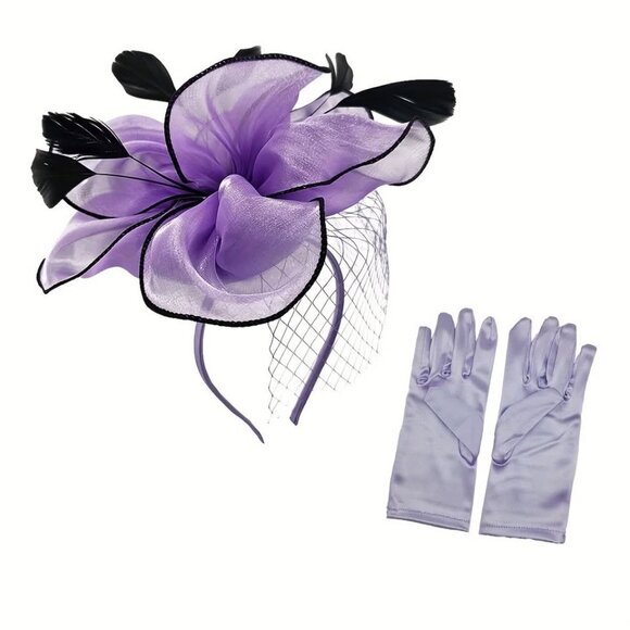 Fascinator Headband with Gloves Necklace - Picture 7 of 9